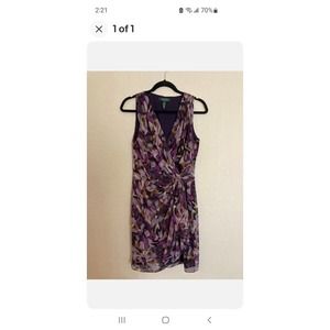 ABSTRACT FLORAL RALPH LAUREN faux wrap DRESS - SIZE 4- beautiful Silk Drape